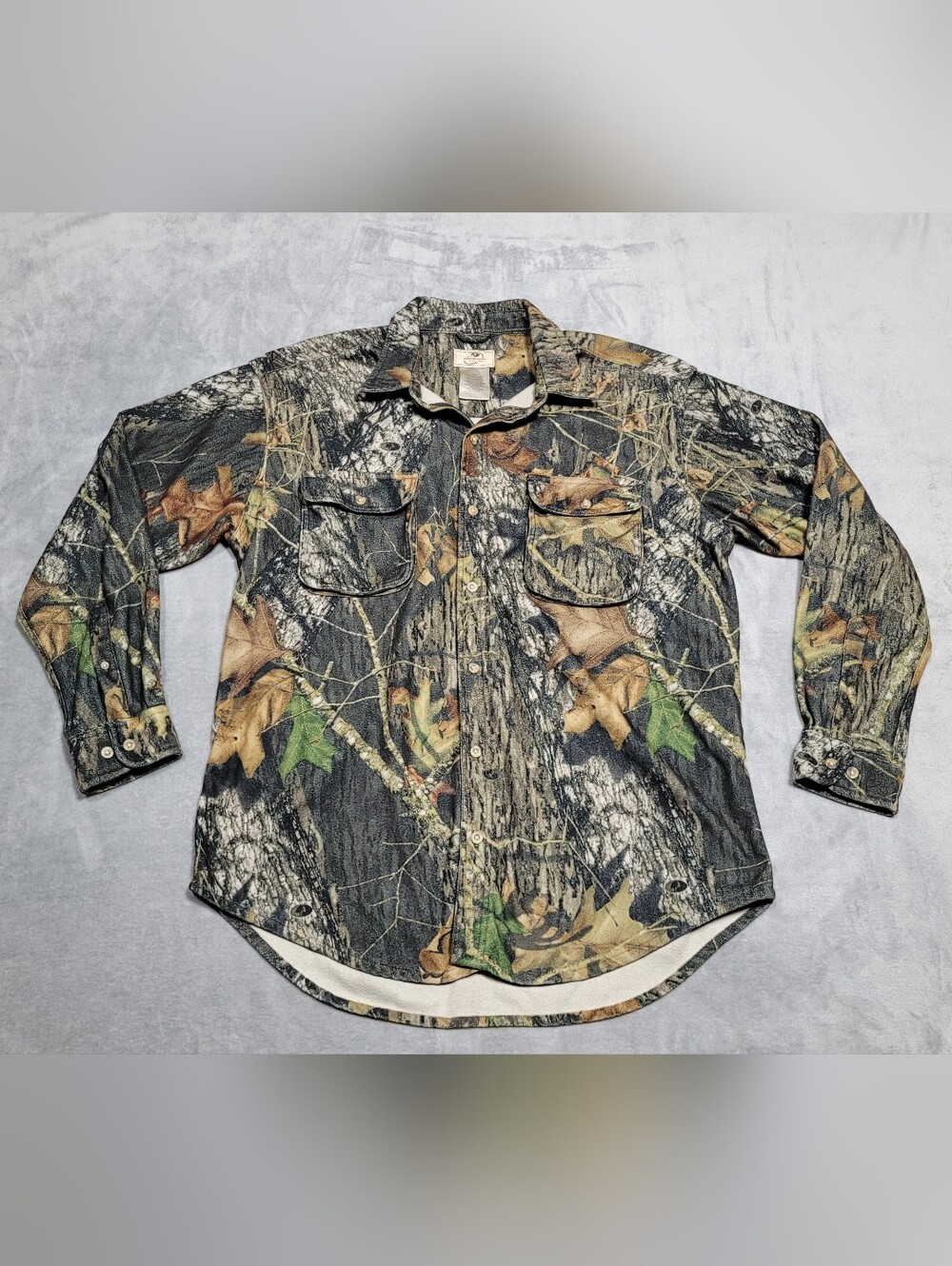 Mossy Oak Apparel 5074G Microfleece LS Camo Button Up Shirt Mens Sz XL